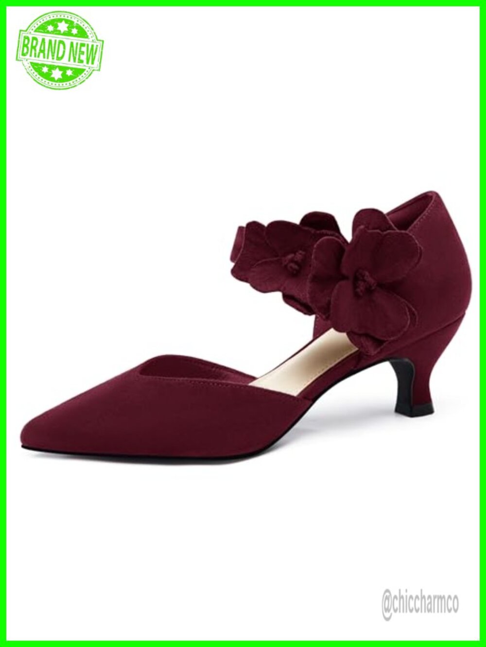 Suede Kitten Heels Pointed Toe Slip On Ankle Strap Pumps